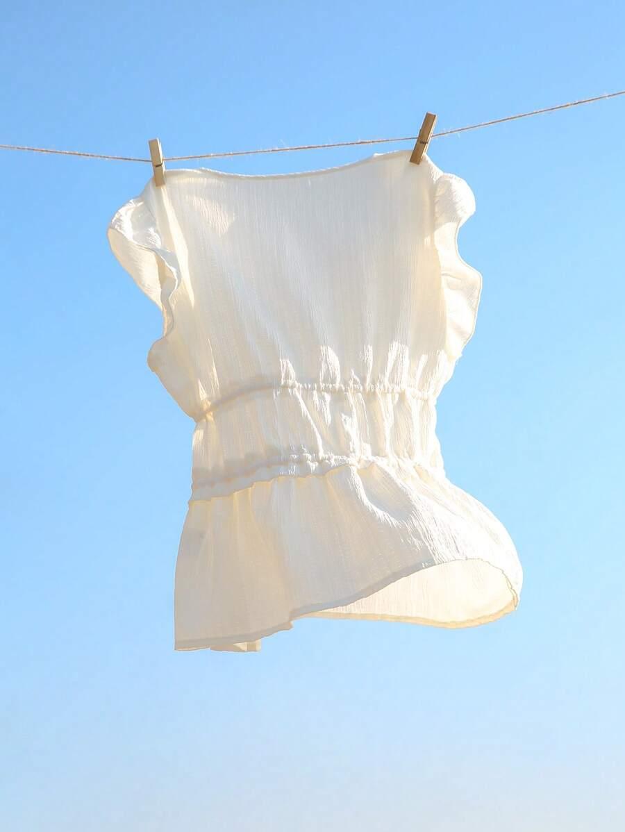 KREMOWA BLUZKA V-NECK