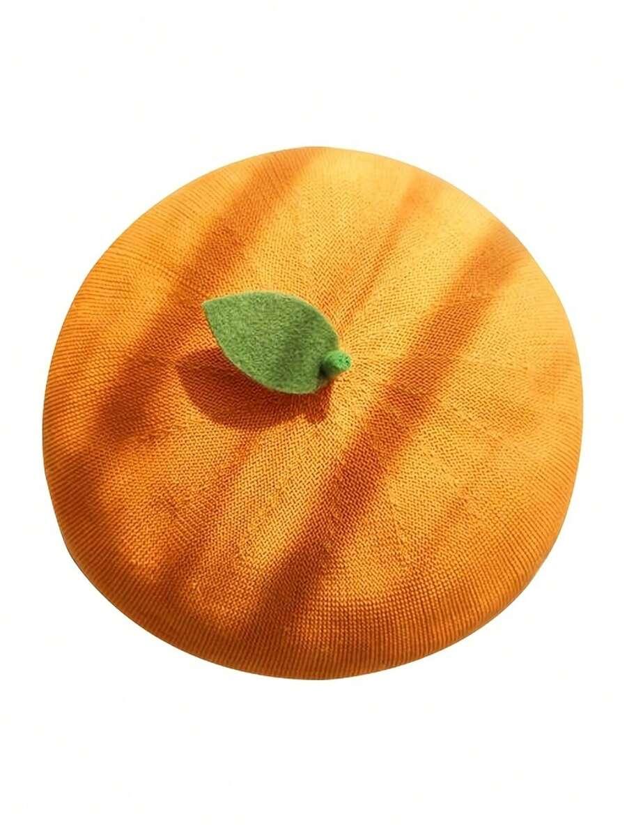 pomarańczowy beret listek