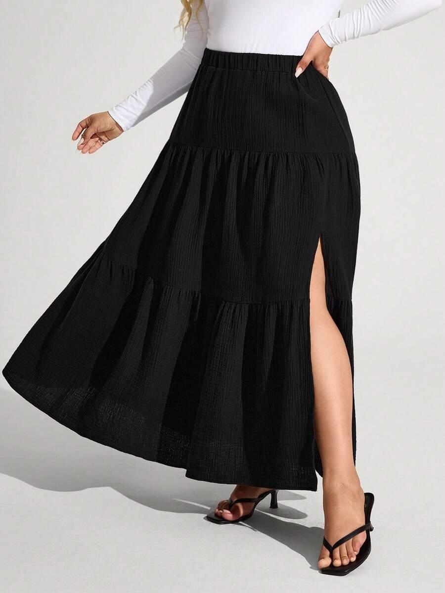 czarna maxi spódnica casual
