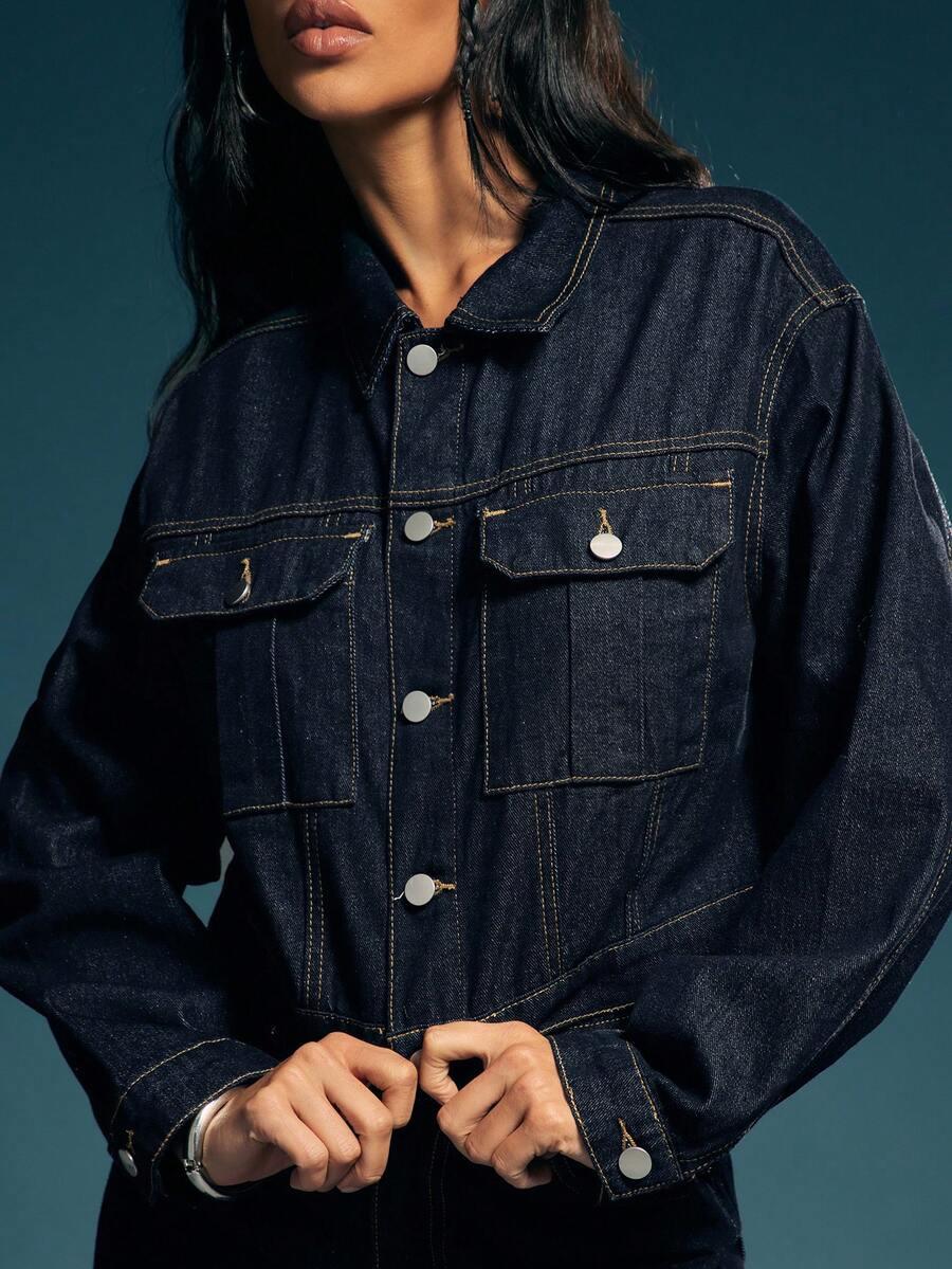 GRANATOWA KURTKA JEANS