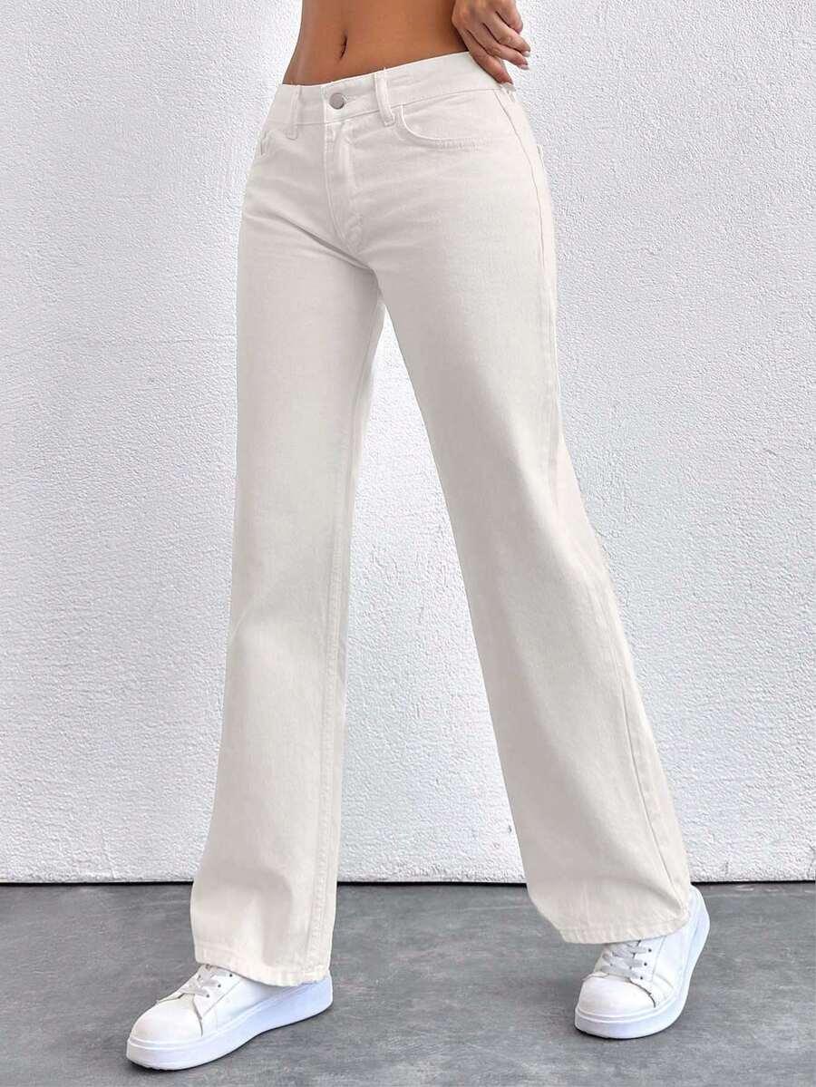 ECRU SPODNIE JEANS