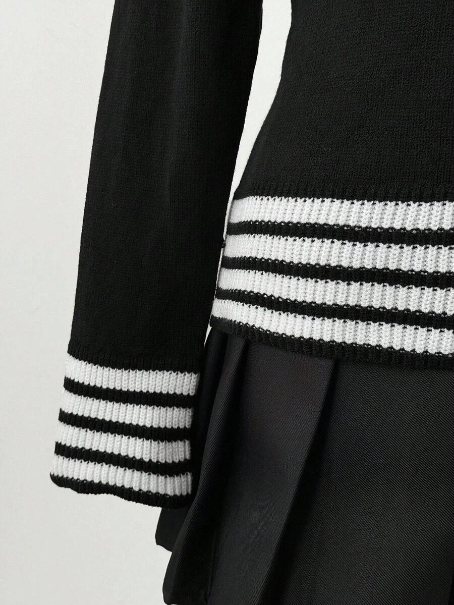 SWETER ROZPINANY Z WZOREM W PASKI