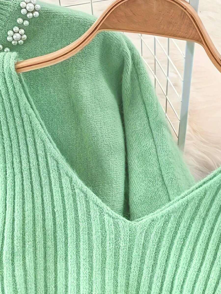 zielony komplet sukienka sweter