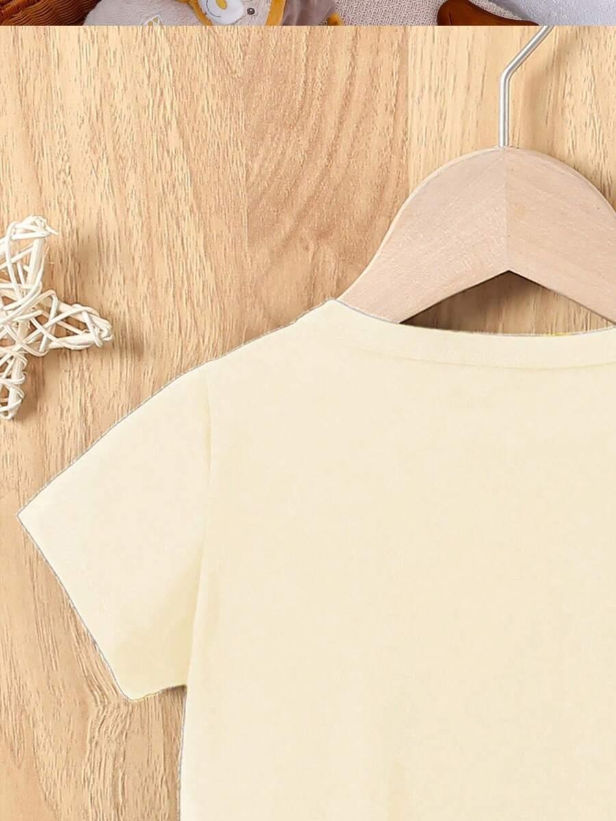 BEŻOWY T-SHIRT NADRUK