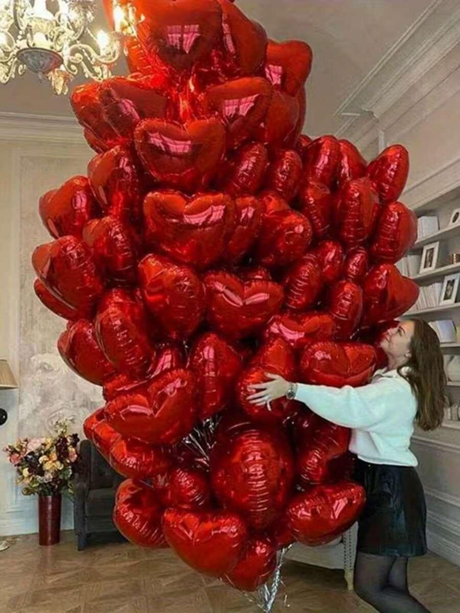 CZERWONY BALON SERCE 10-PACK