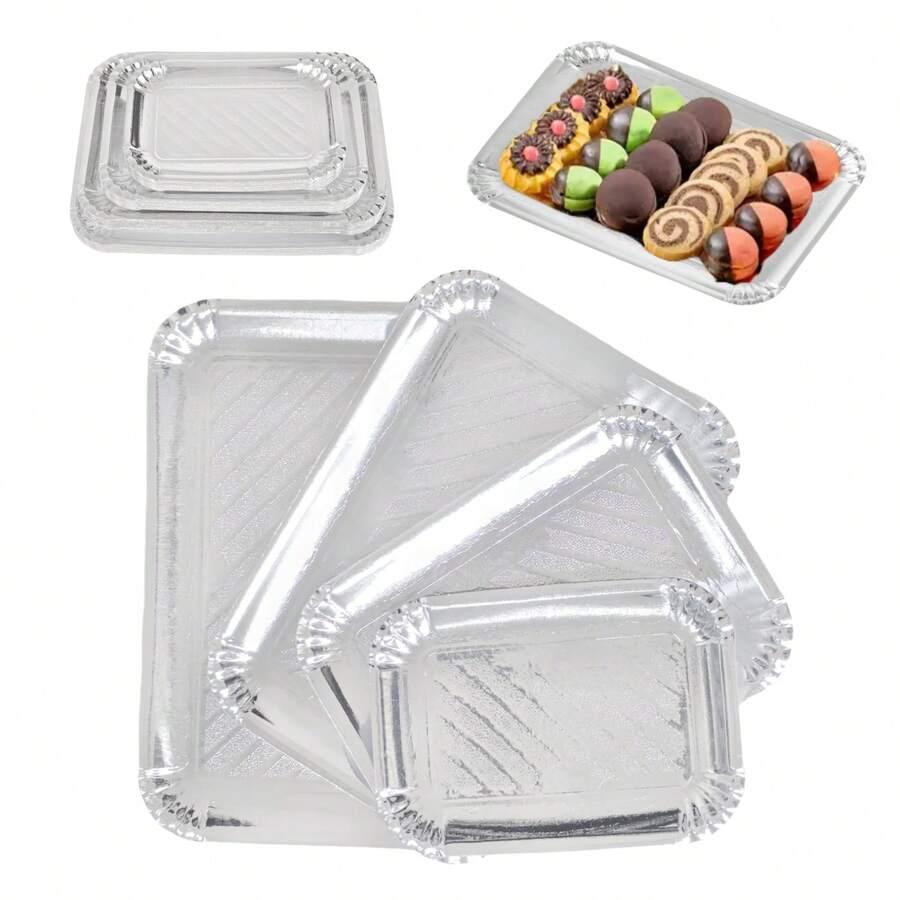 srebrne papierowe tacki 10-pack