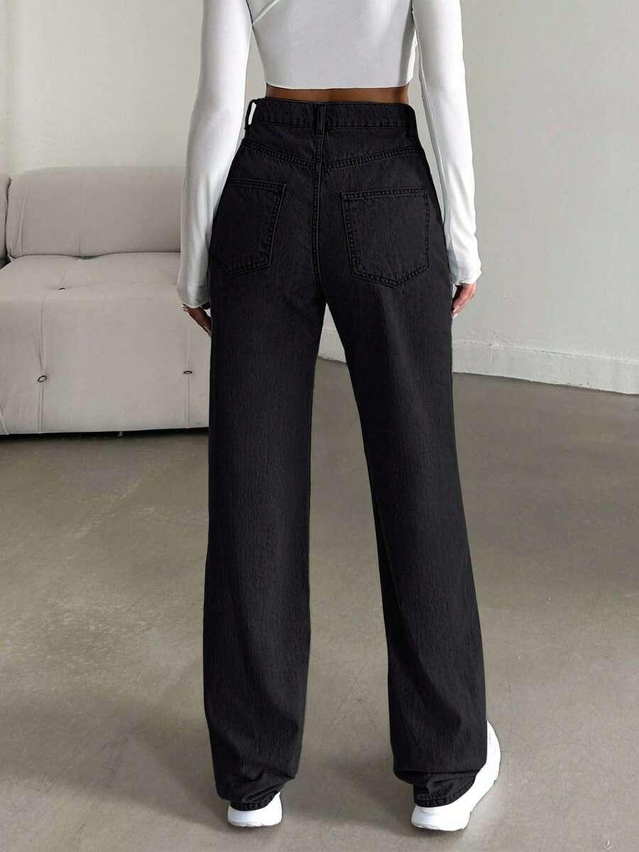 CZARNE SPODNIE JEANS 