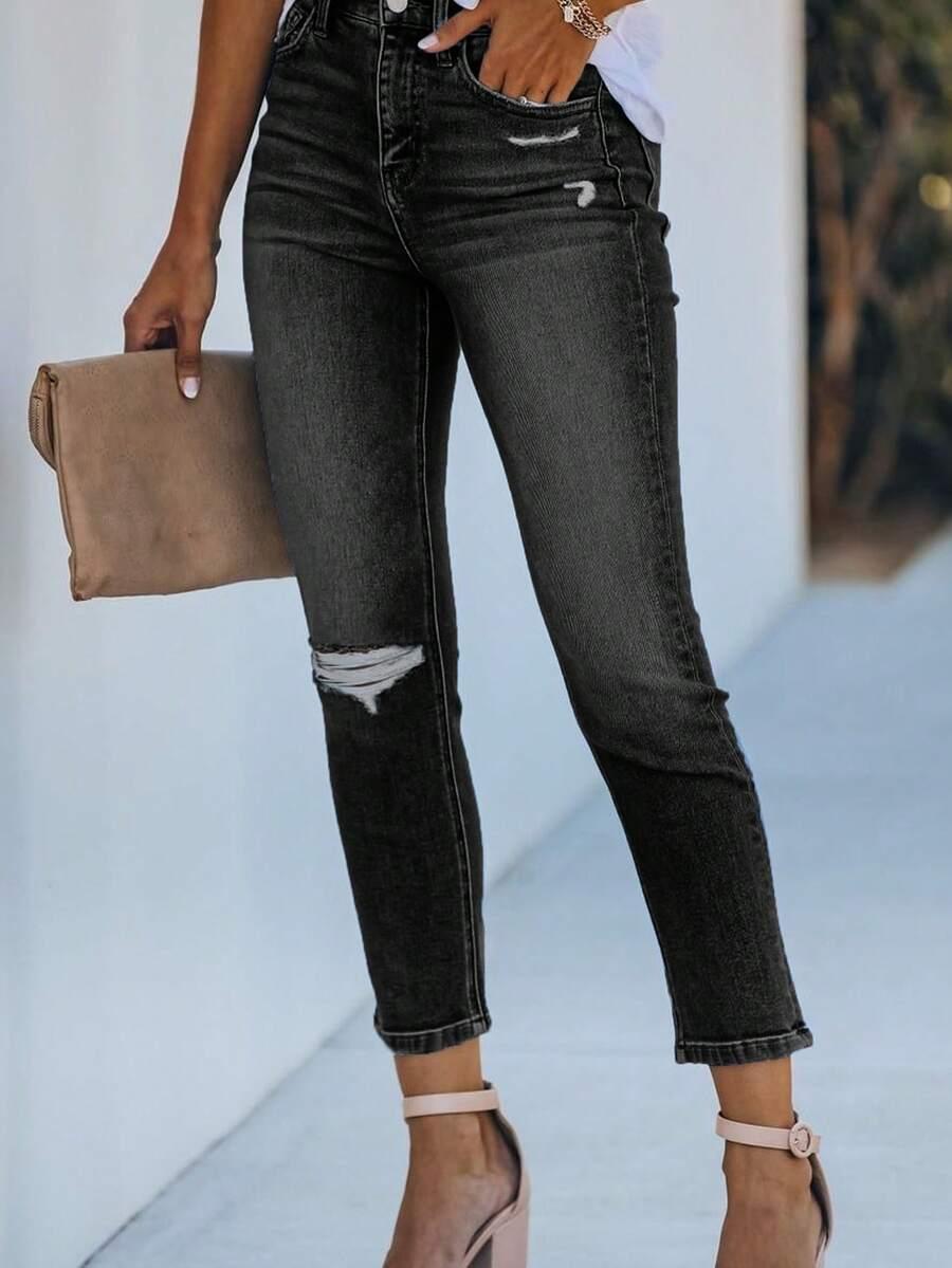 CZARNE SPODNIE JEANS