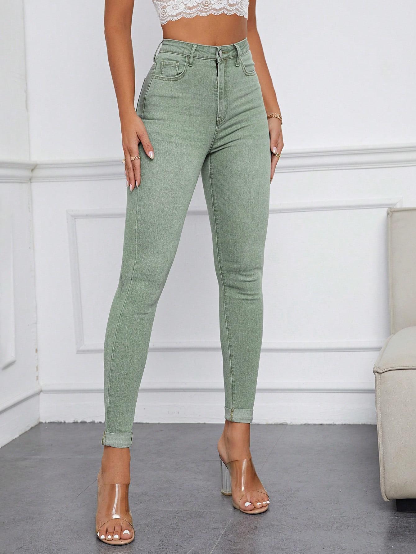 ZIELONE SPODNIE JEANS