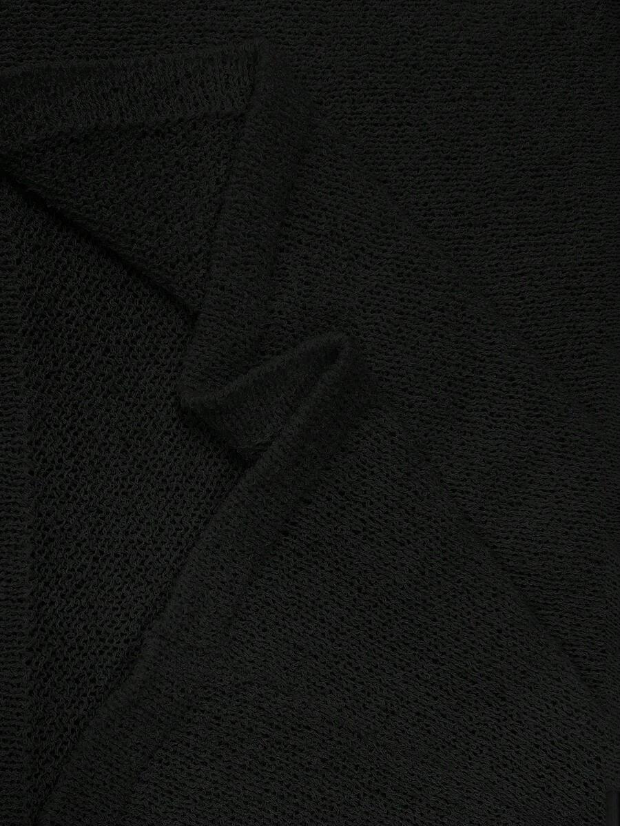klasyczny dzianinowy czarny top v-neck