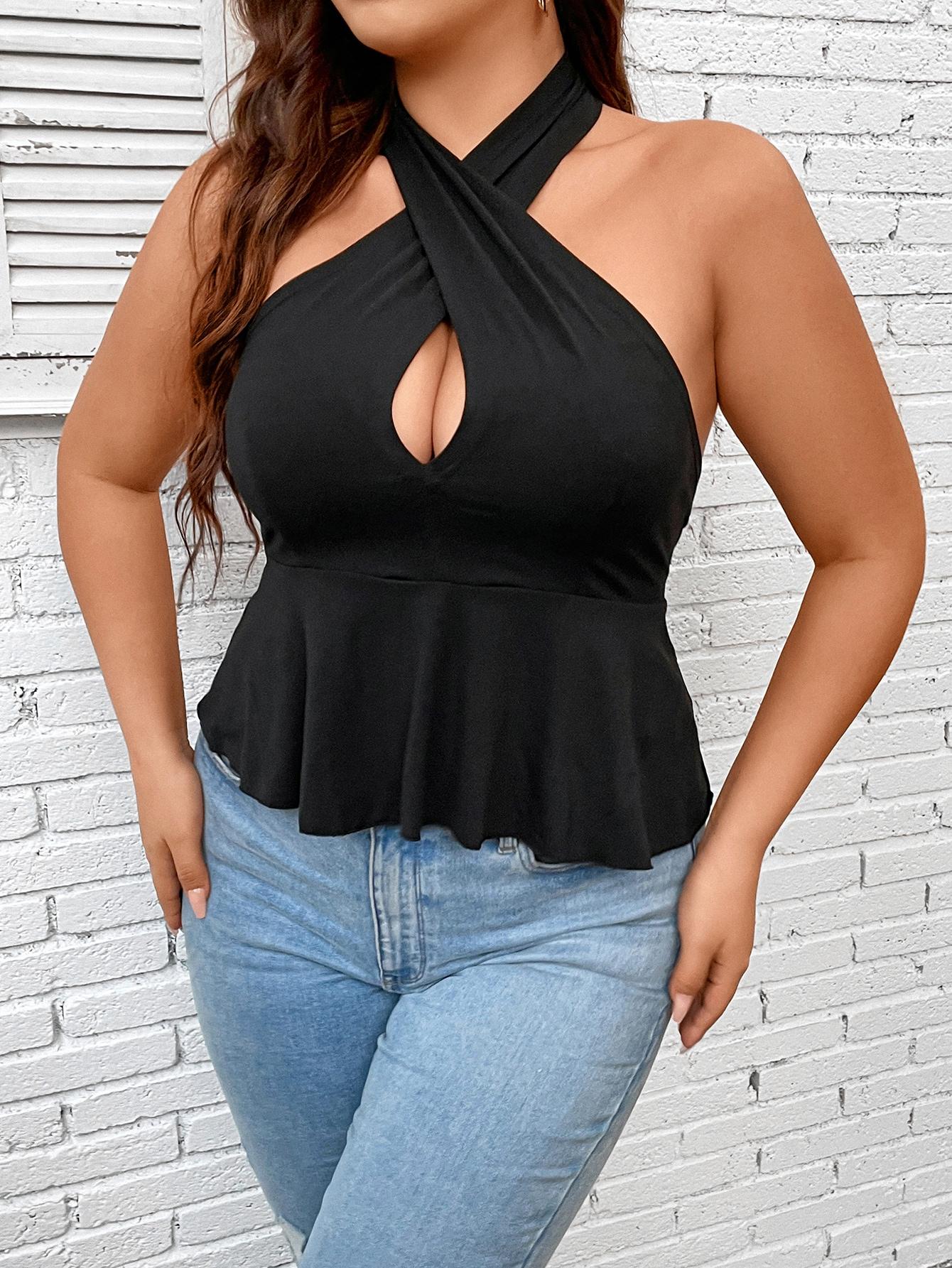 TOP ODKRYTE PLECY HALTER NECK FALBANA