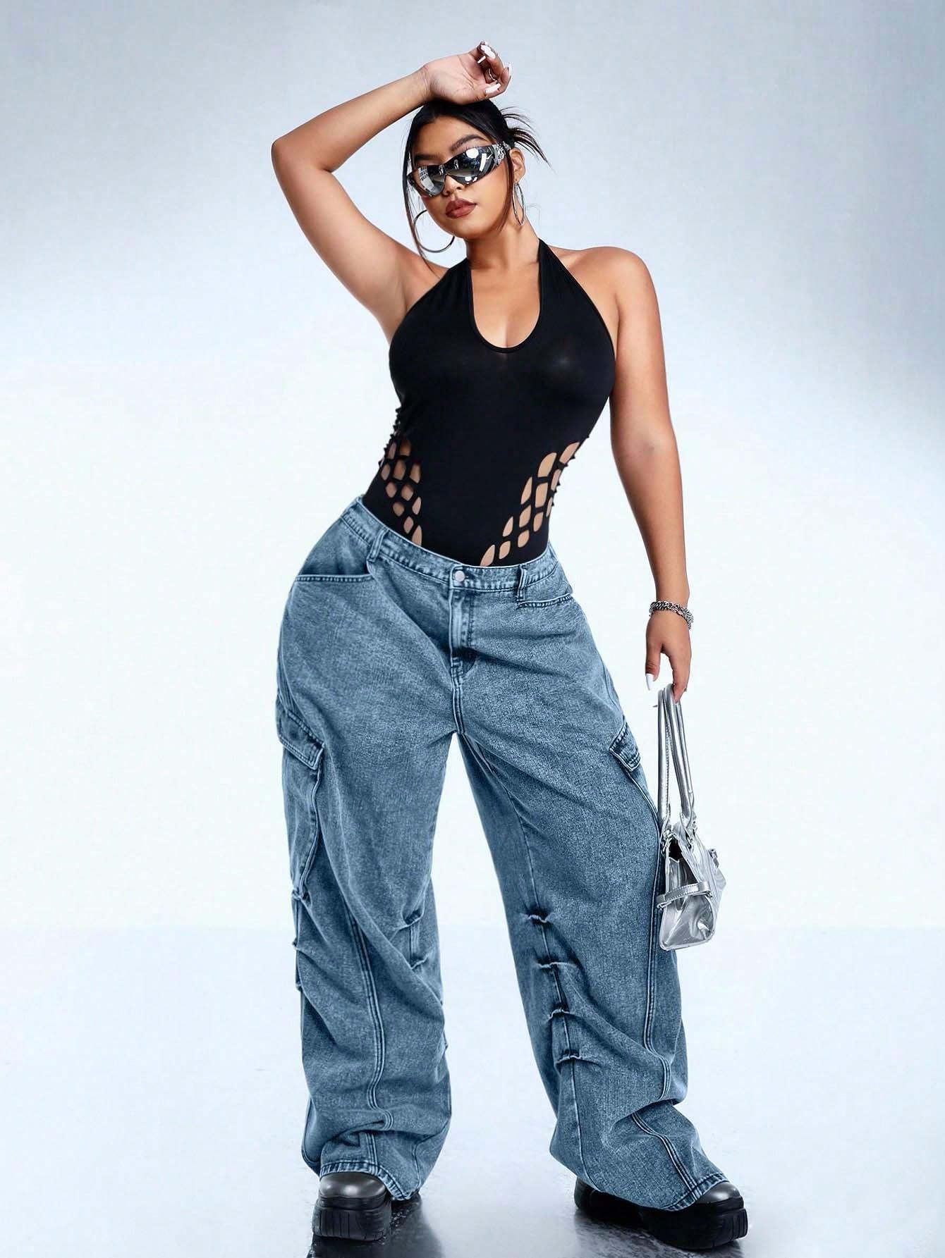 JEANSY DAMSKIE PLUS SIZE BAWEŁNIANE - SZWEDY STAN ŚREDNI