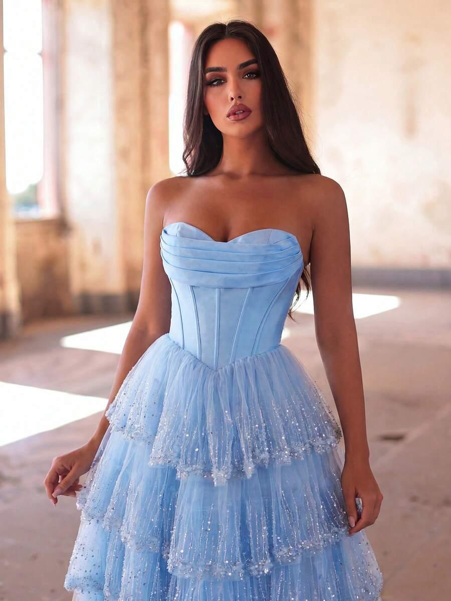niebieska maxi sukienka