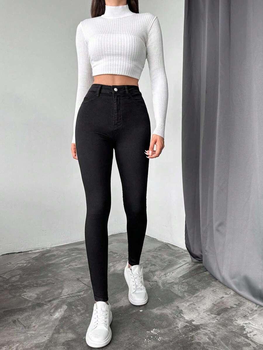 CZARNE SPODNIE JEANS