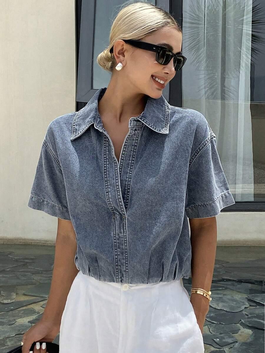 NIEBIESKA BLUZKA JEANS