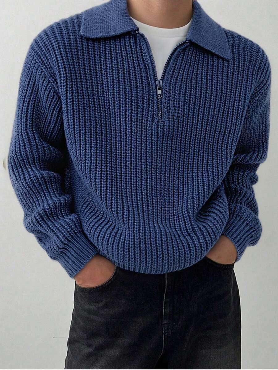 niebieski sweter casual