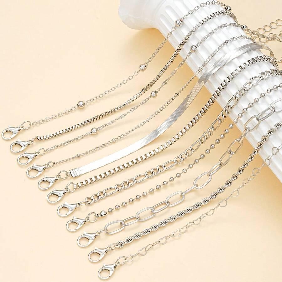srebrne bransoletki 11-pack
