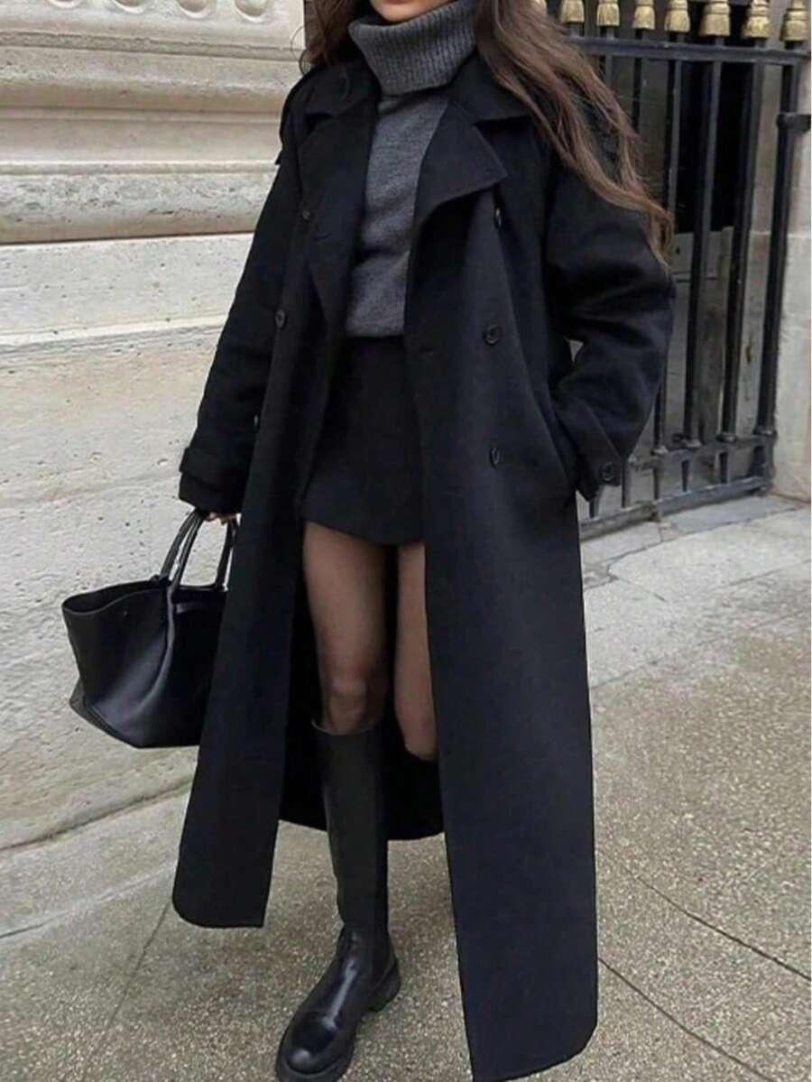 CZARNY KLASYCZNY PŁASZCZ