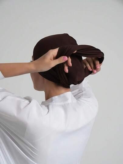 brązowy hidżab turban