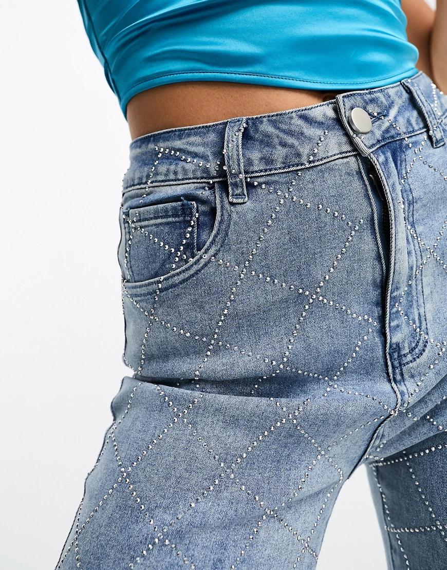 proste spodnie jeans zdobienie połysk