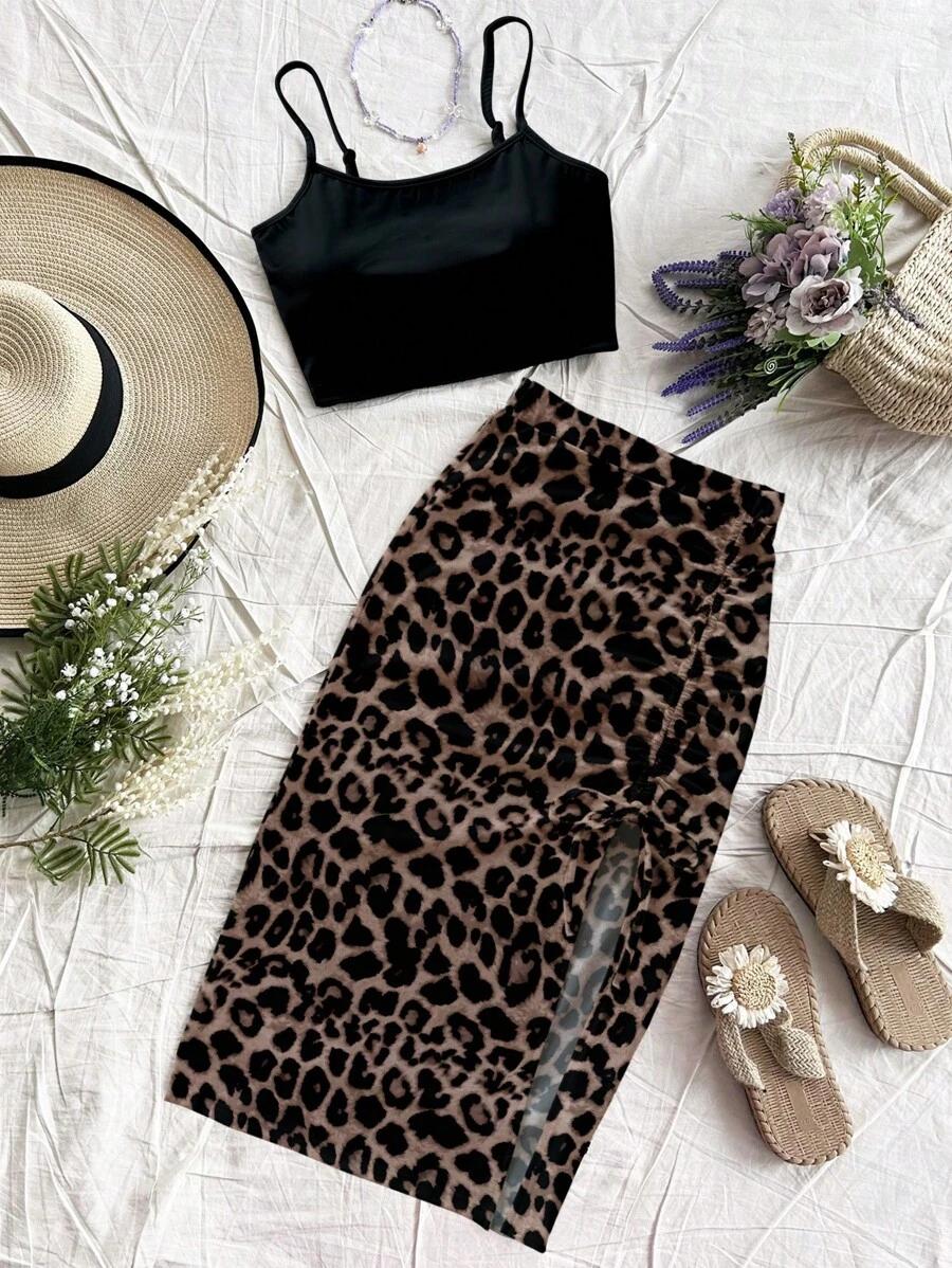 TOP SPÓDNICA KOMPLET ANIMAL PRINT
