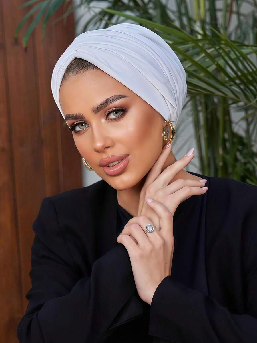 biały turban na głowę