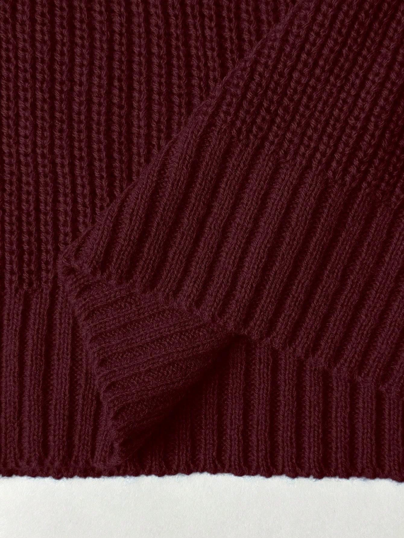 bordowy sweter v-neck