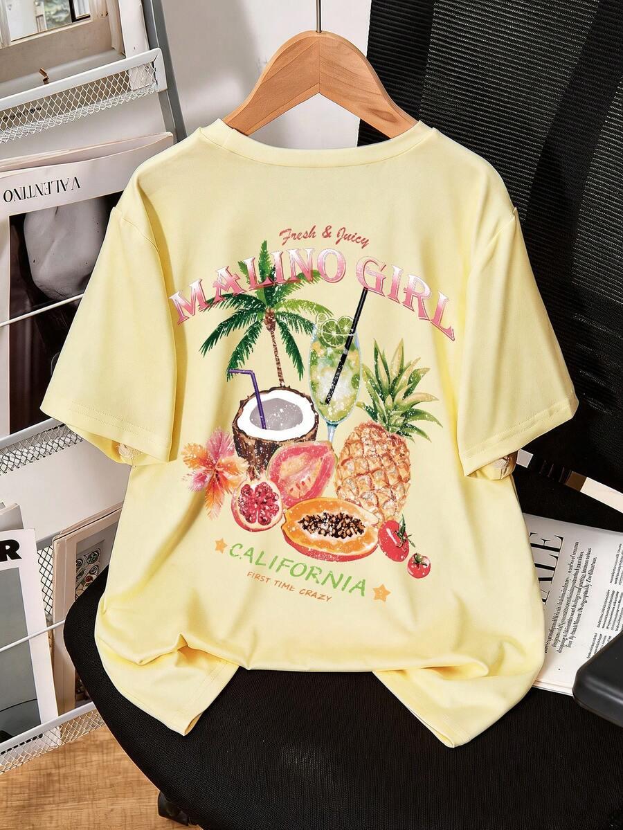 żółty t-shirt print