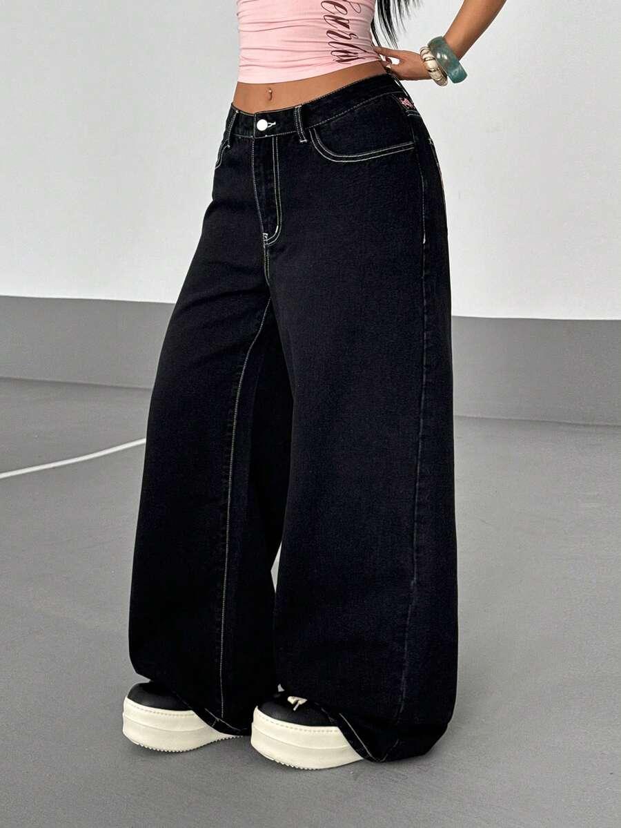 CZARNE SPODNIE JEANS 