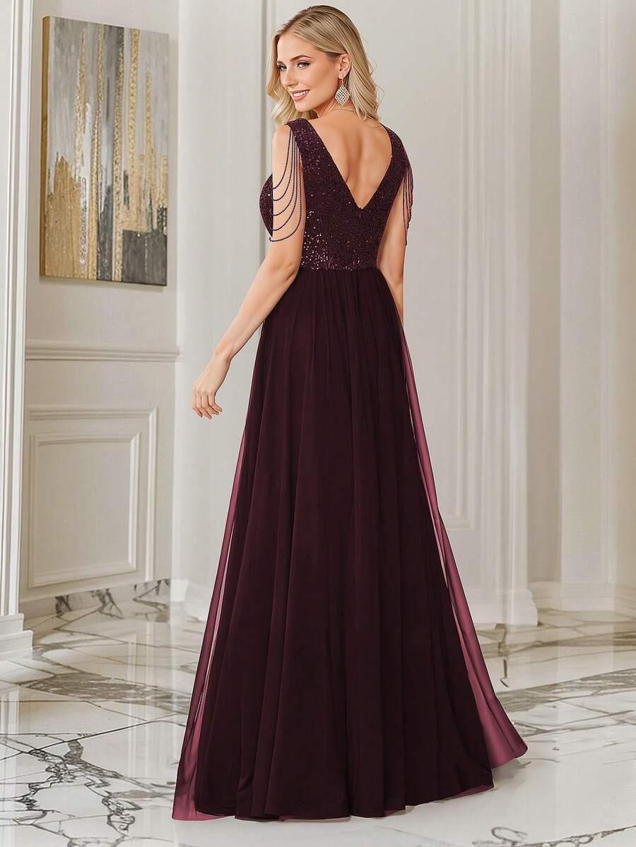 BURGUNDOWA MAXI SUKIENKA zdobienie