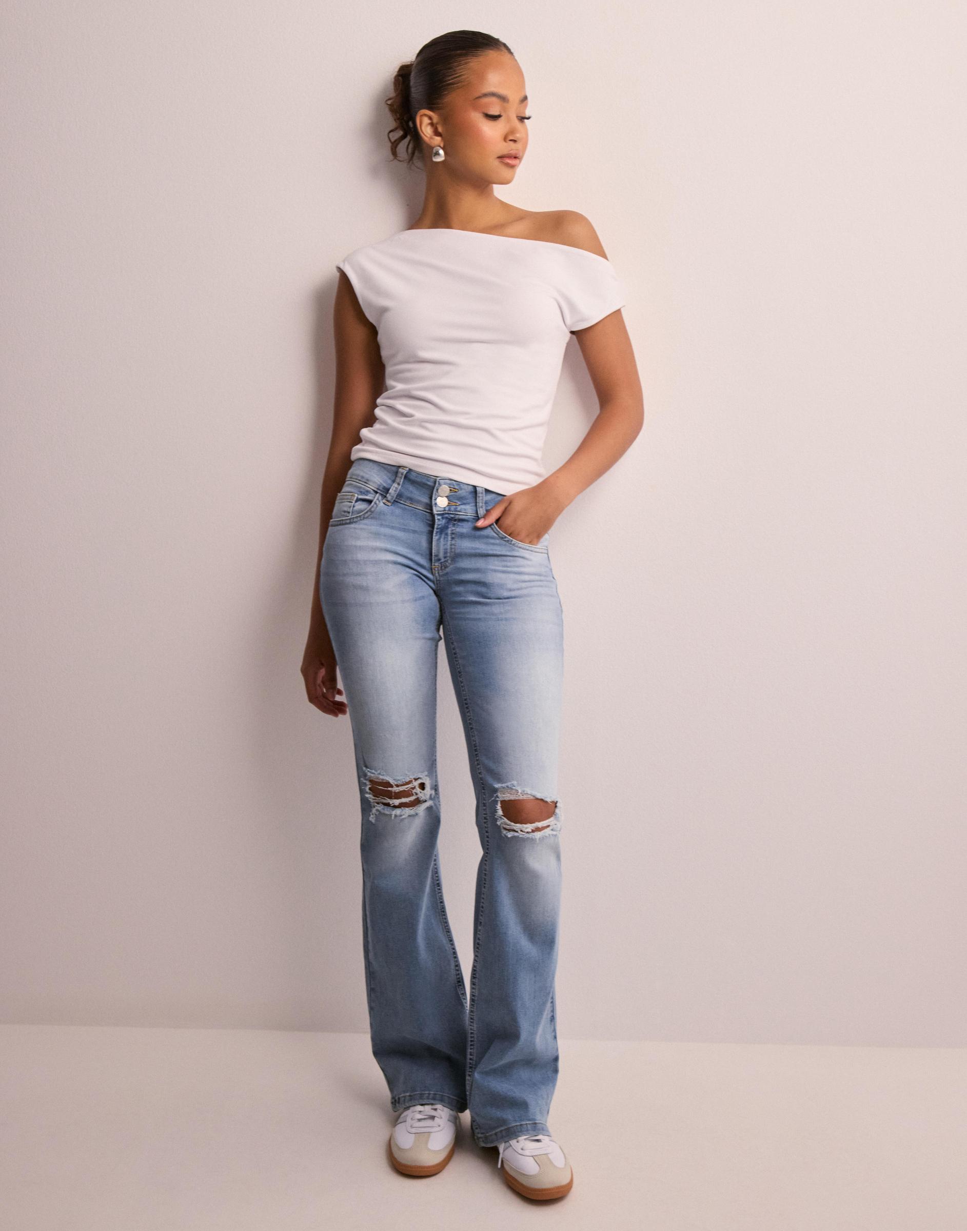 spodnie dzwony jeans dziury