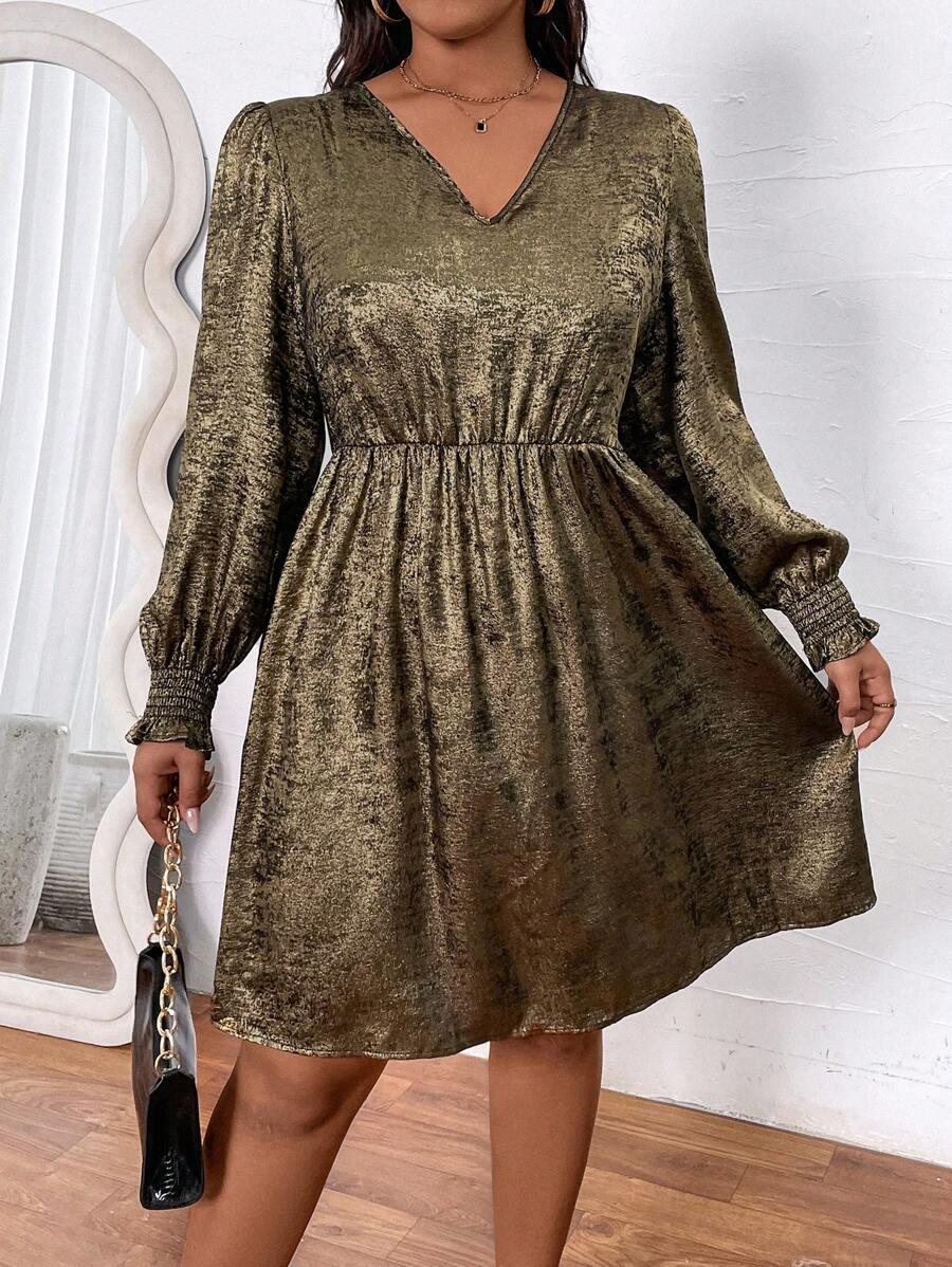 SUKIENKA GLAMOUR V-NECK Z DŁUGIM RĘKAWEM 