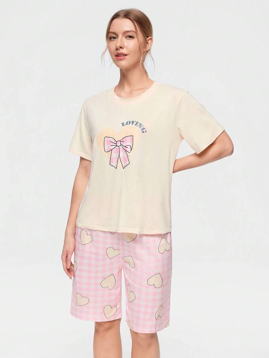 piżama komplet t-shirt spodenki nadruk