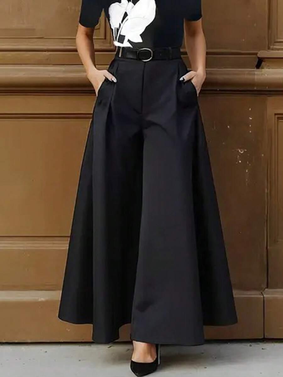 CZARNE ELEGANCKIE SPODNIE