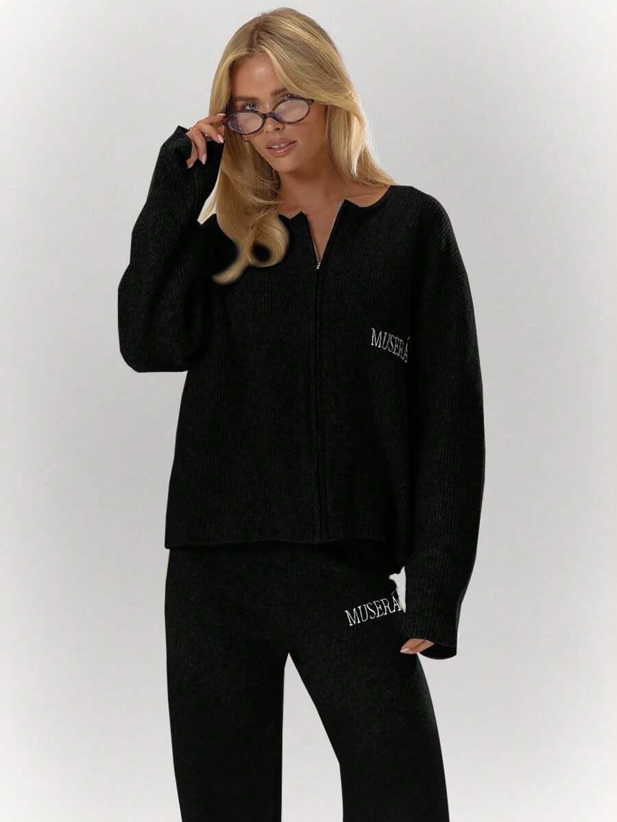CZARNY ROZPINANY SWETER 