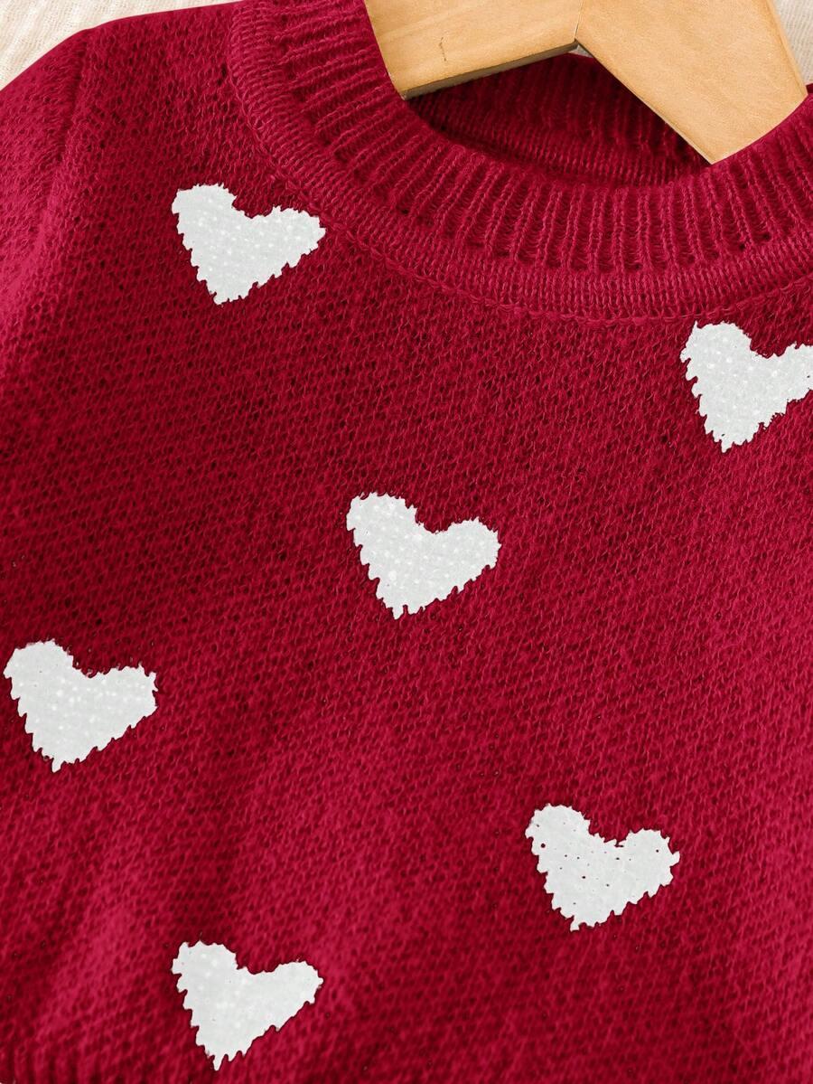 komplet sweter spódnica wzór serca
