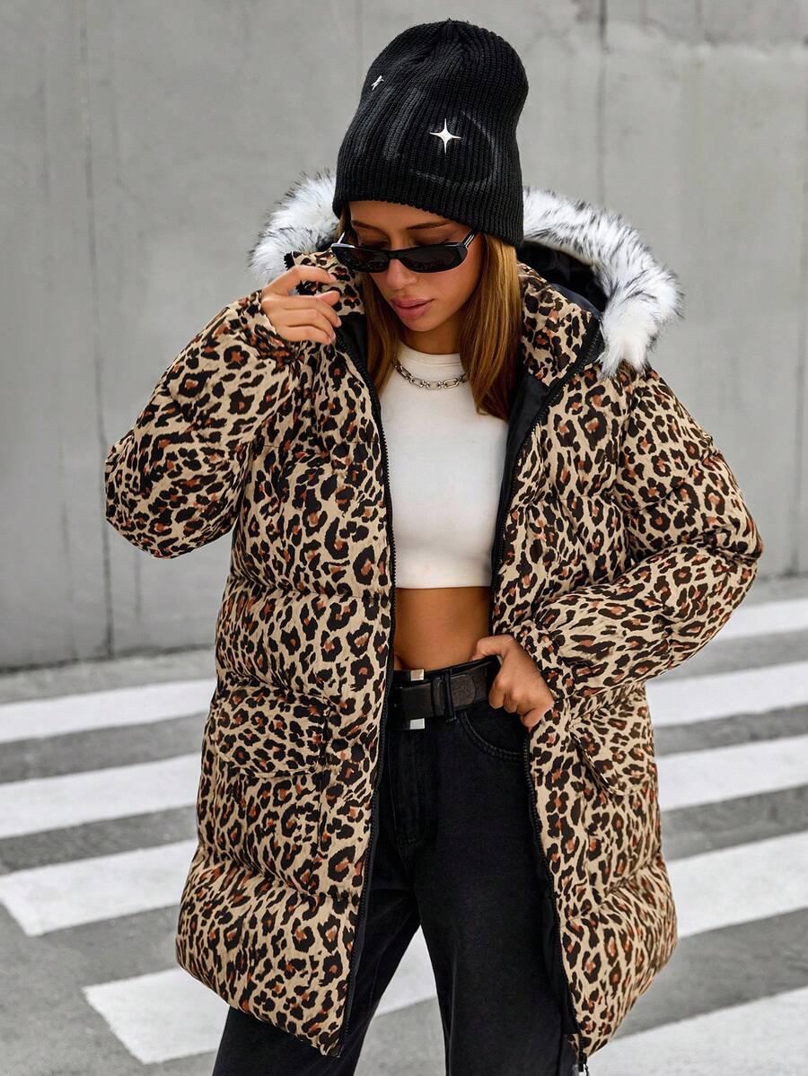 pikowana kurtka animal print