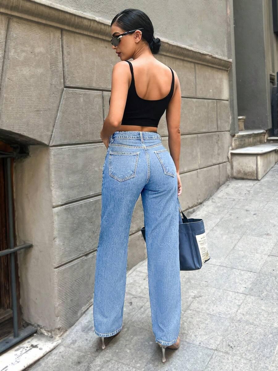 SPODNIE JEANS PROSTA NOGAWKA 