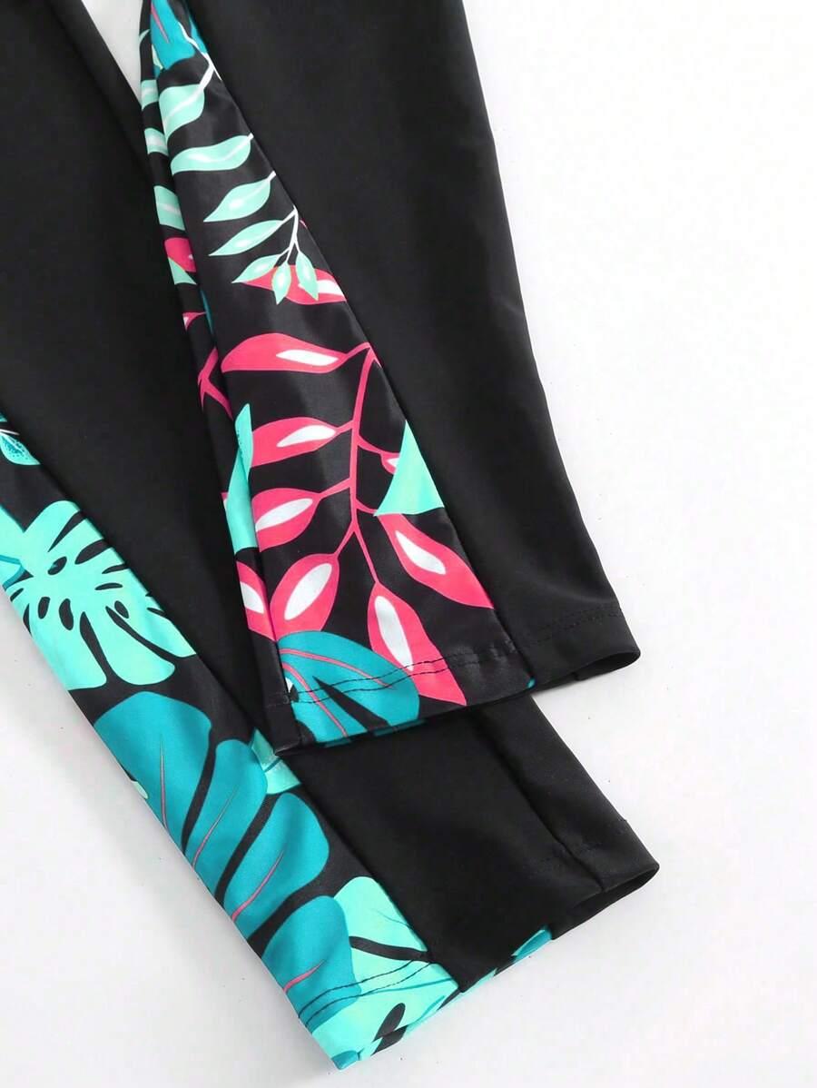 DWUCZĘŚCIOWY STRÓJ KĄPIELOWYTROPICAL PRINT SPODNIE SUKIENKA