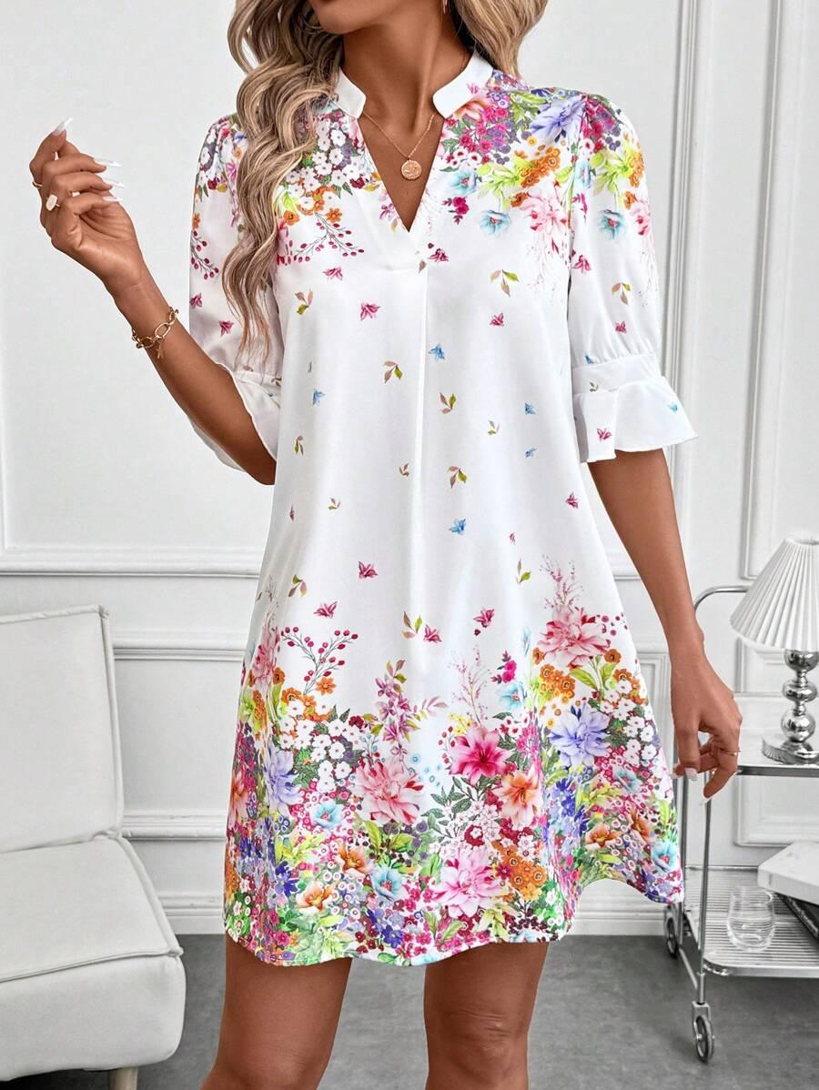 SUKIENKA PRINT V-NECK