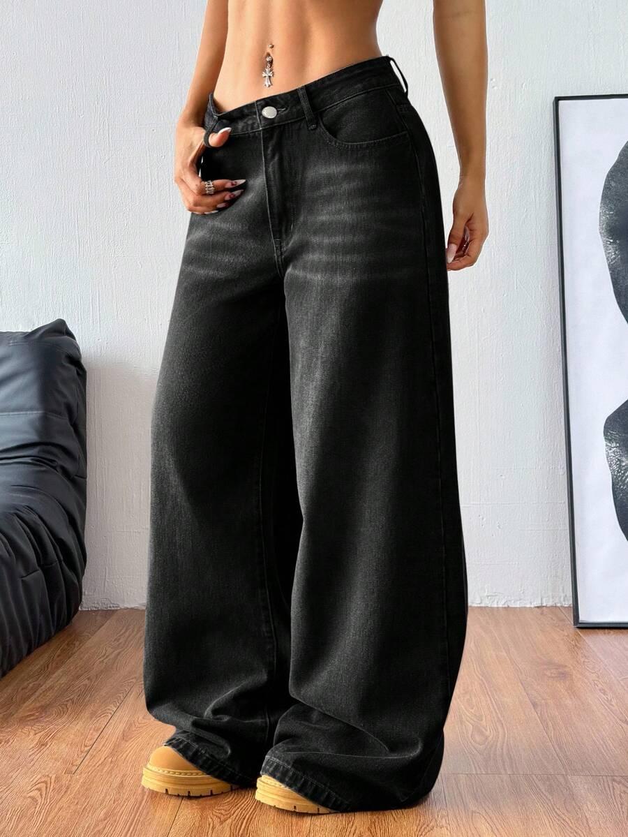 CZARNE SPODNIE JEANS