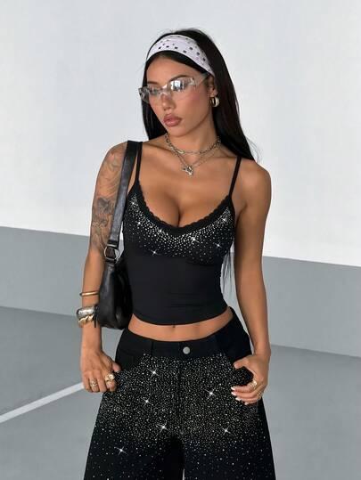 czarny top cekiny