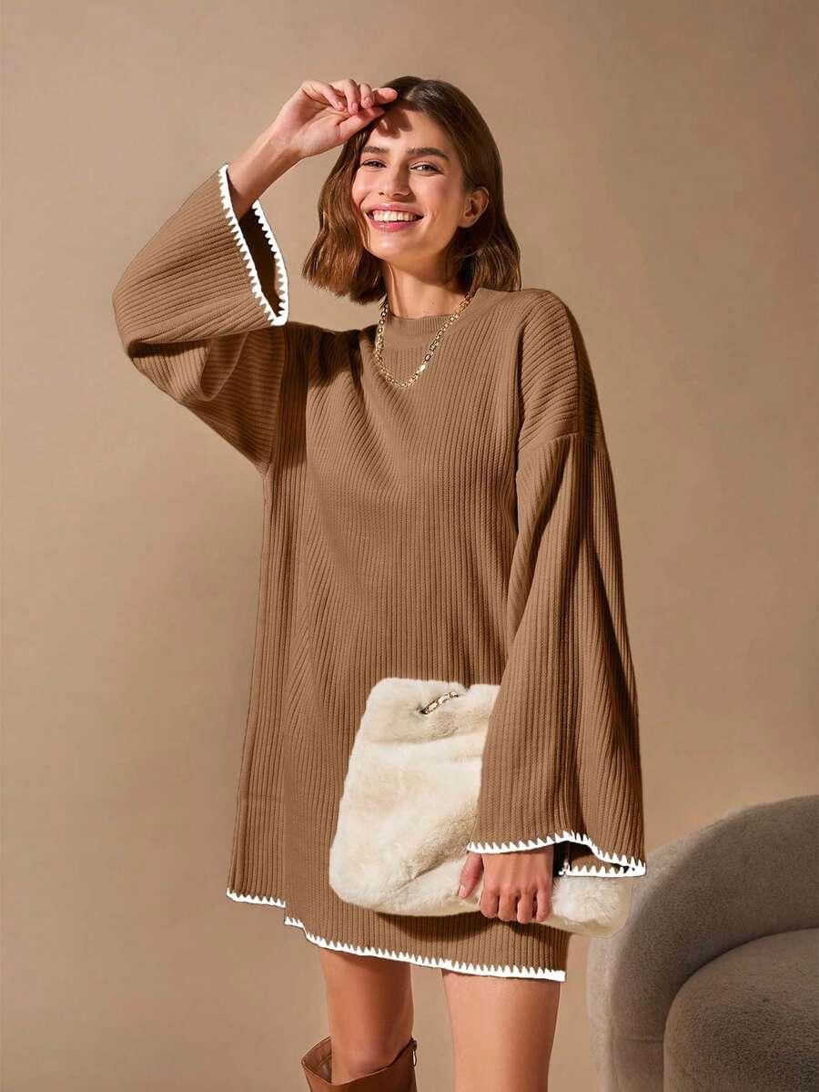 beżowy sweter długi rękaw