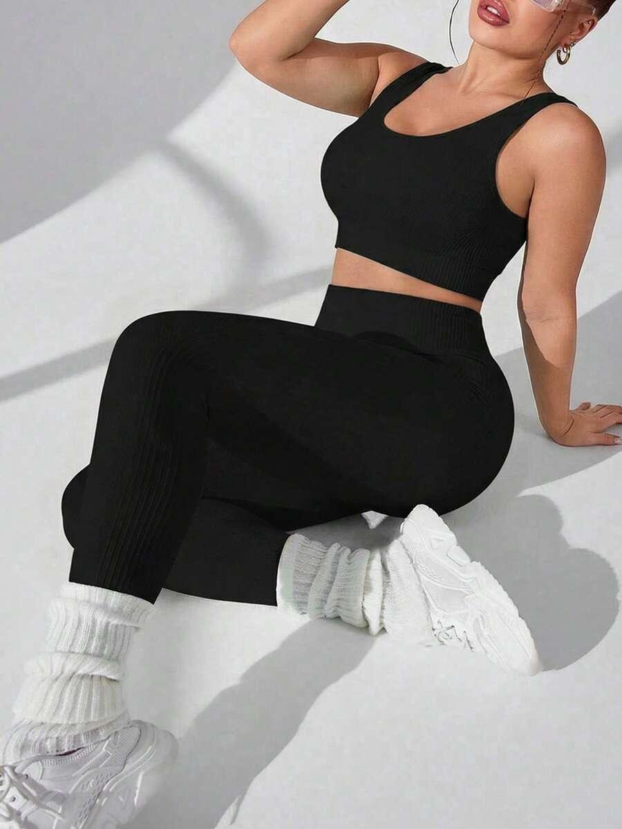 sportowy komplet biustonosz legginsy 