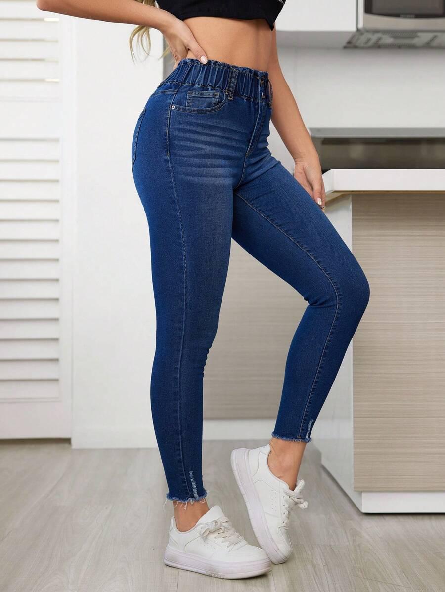 NIEBIESKIE JEANSOWE SPODNIE RURKI 
