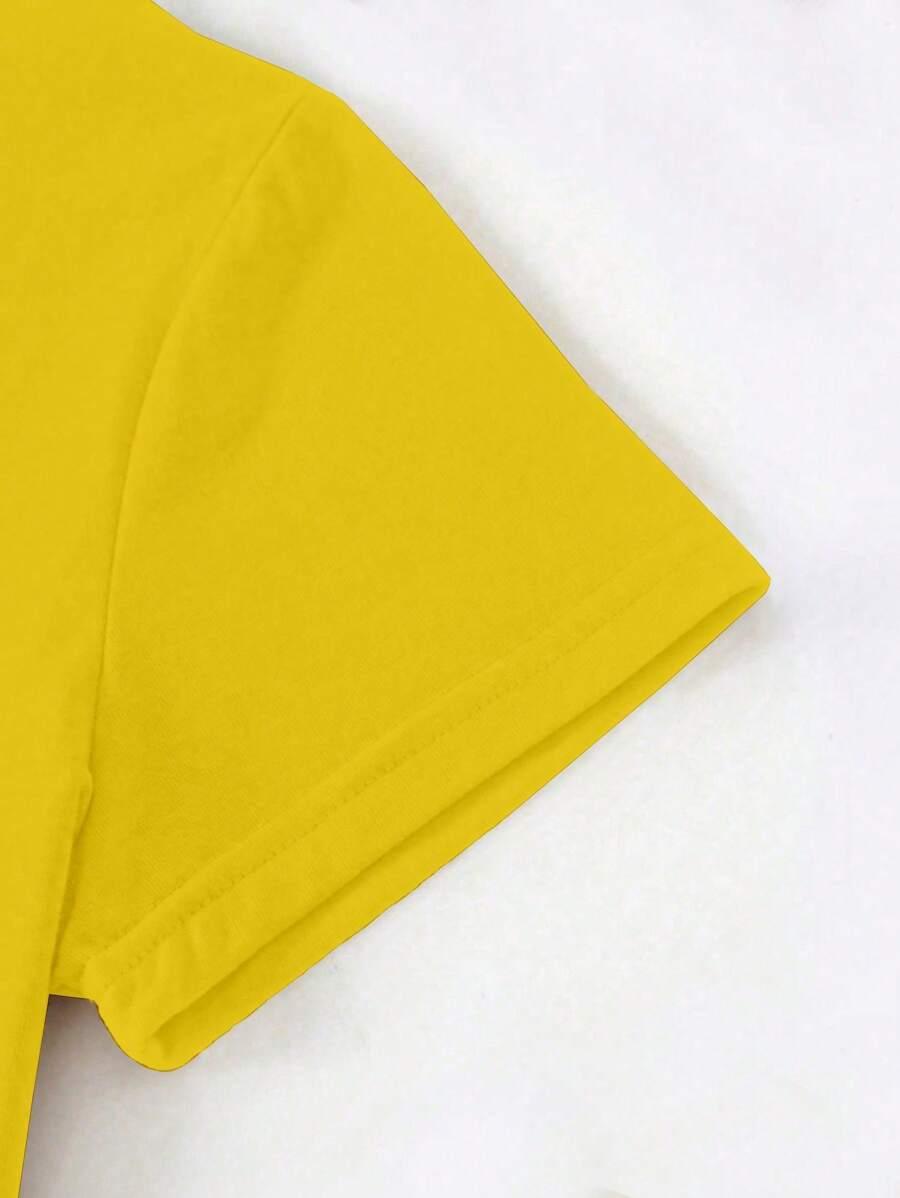 ŻÓŁTY T-SHIRT OKRĄGŁY DEKOLT