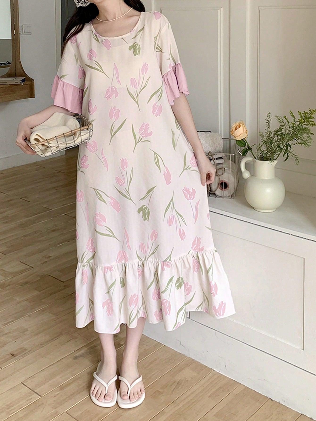 KOSZULA NOCNA OVERSIZE W KWIATY