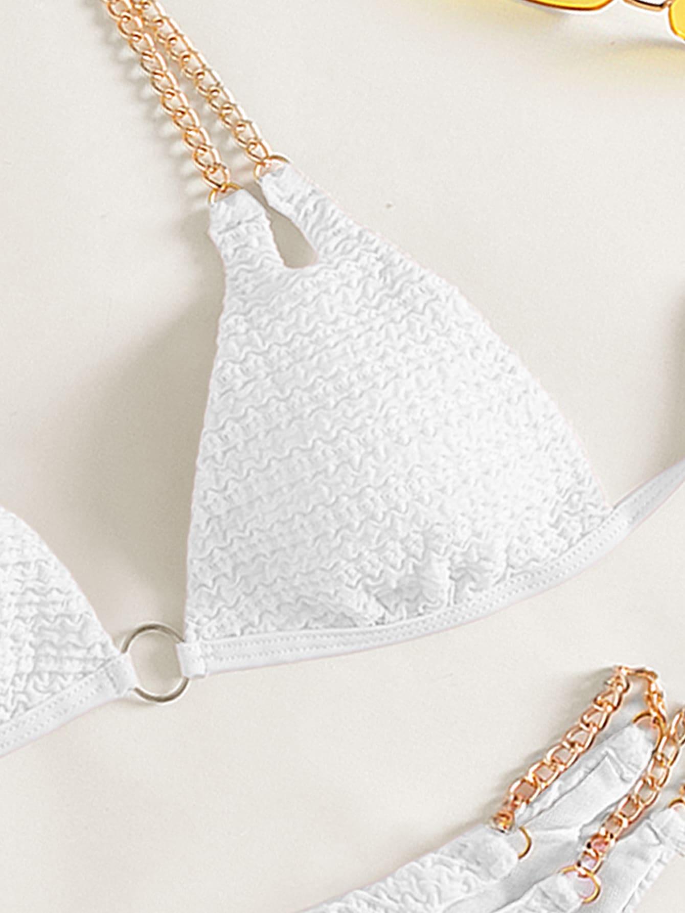 BIAŁY KOMPLET BIKINI ŁAŃCUCH