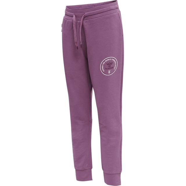 fioletowe spodnie dresowe logo ściągacz