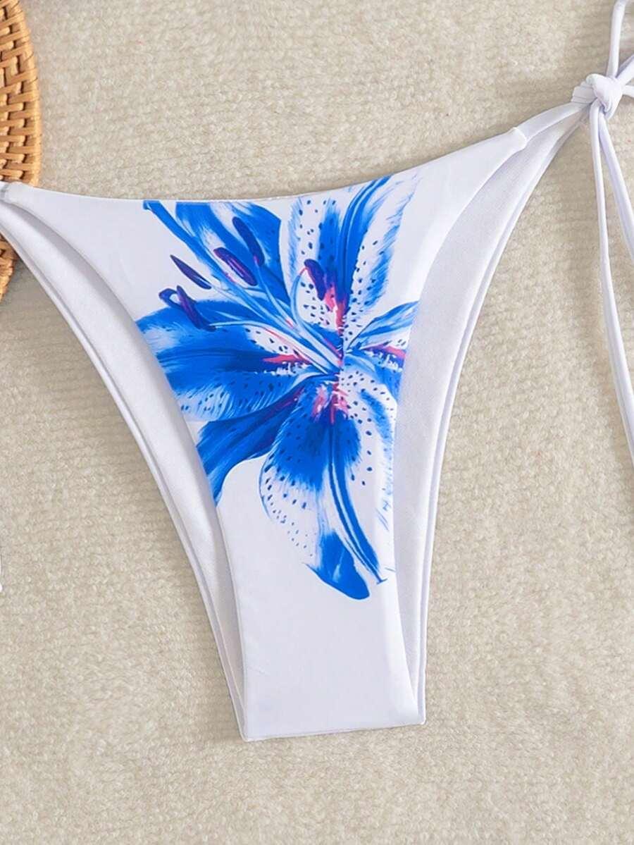 dwuczęściowy strój kąpielowy print kwiaty 